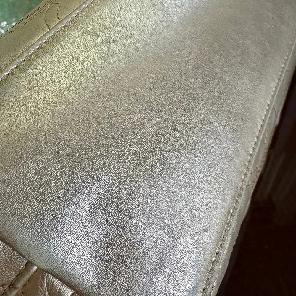 Coach F18877 Gold Metallic Signature Stitch Leather Tote 2011